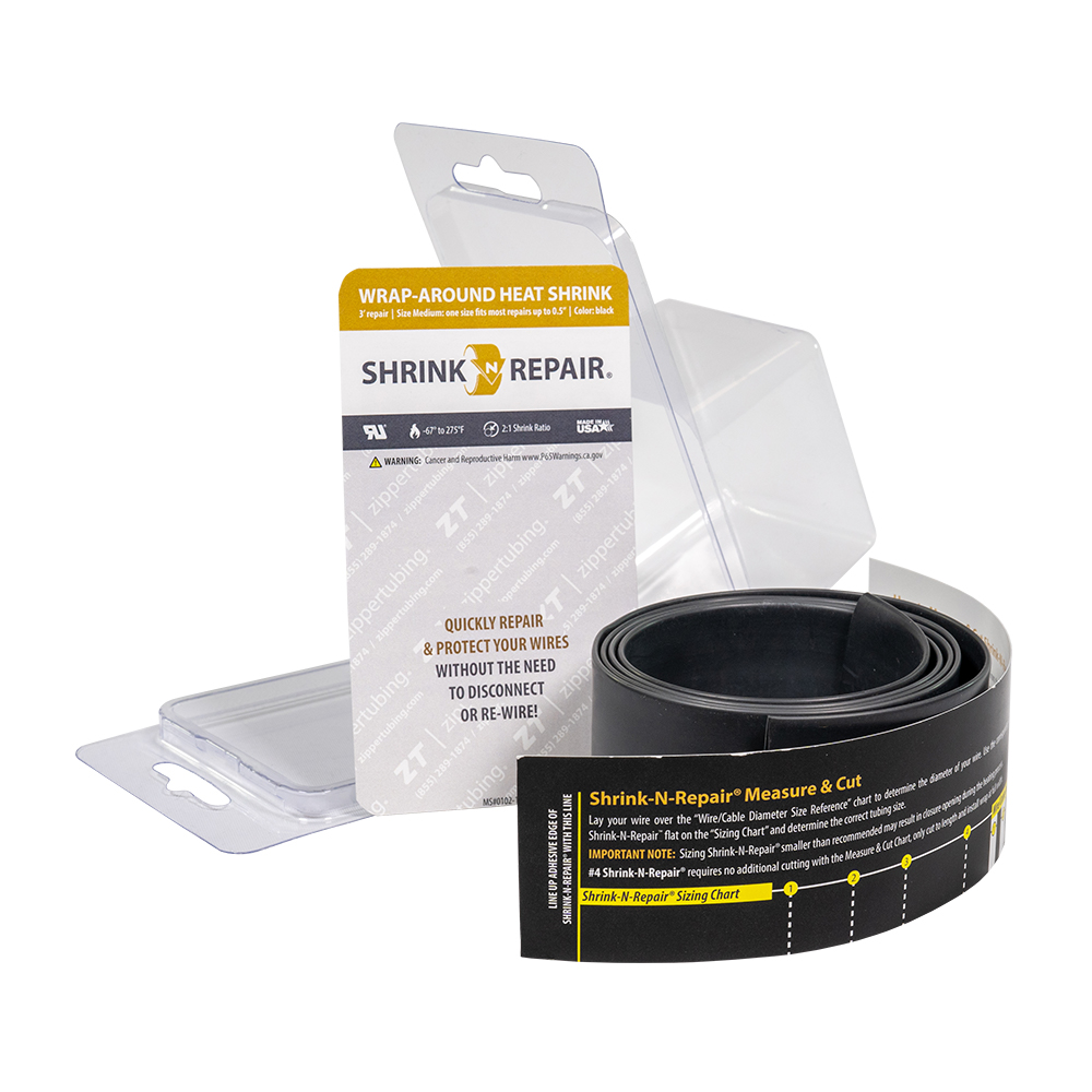 Shrink-N-Repair HeatShrink Tubing Wrap-Around Black For Wire Diameters Up To /"